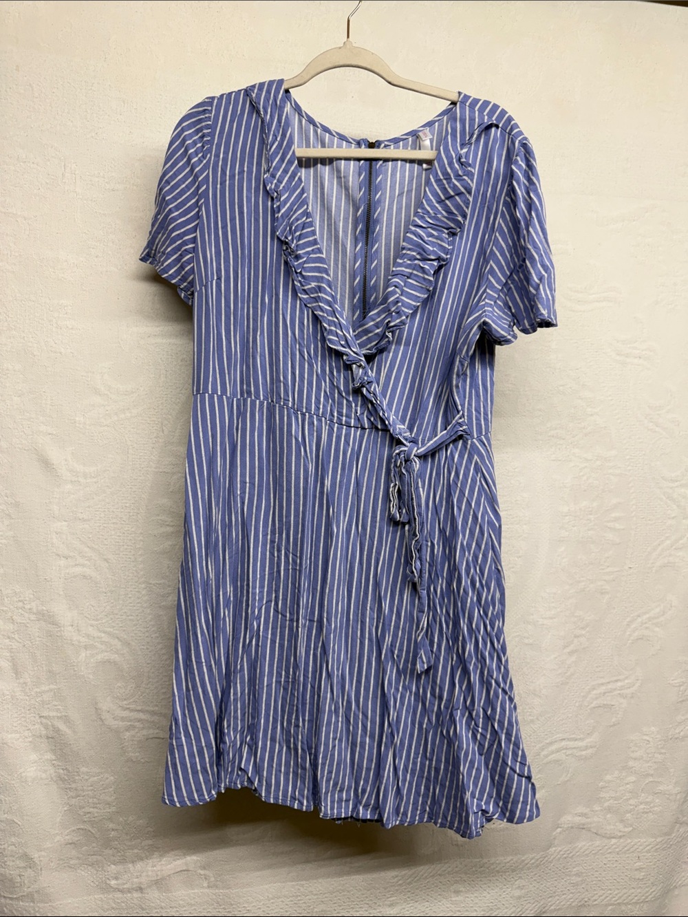 Xhilaration Blue and White Striped Wrap Mini Dress